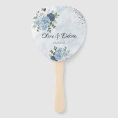 Dusty Blue Chic Waterverf Rustic Florals Wedding Handwaaier (Voorkant)