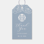 Dusty Blue Chinese Double Happiness Wedding Label Cadeaulabel (Voorkant)