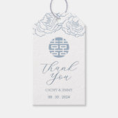 Dusty Blue Chinese Double Happiness Wedding Label Cadeaulabel (Voorkant)