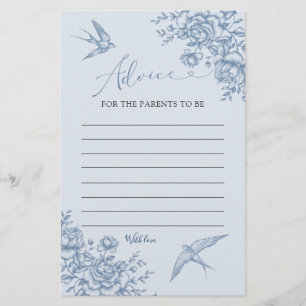 Dusty Blue Chinoiserie Advies voor Ouders Kaart