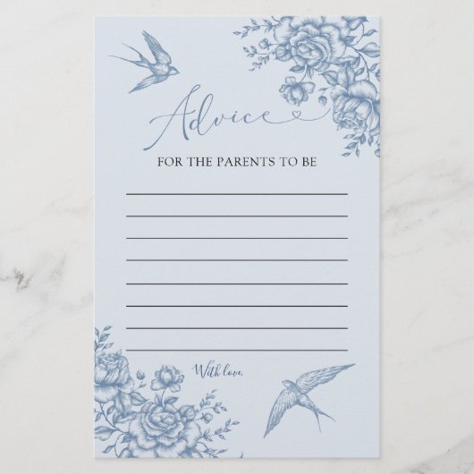 Dusty Blue Chinoiserie Advies voor Ouders Kaart (Voorkant)