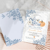 Dusty Blue Chinoiserie Autumn Pumpkin Tea Party Kaart
