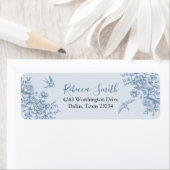 Dusty Blue Chinoiserie Baby shower adreslabel Etiket (Insitu)