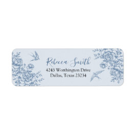 Dusty Blue Chinoiserie Baby shower adreslabel Etiket
