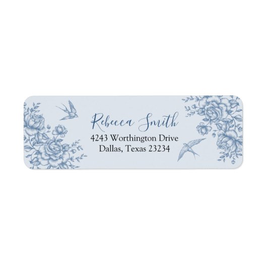 Dusty Blue Chinoiserie Baby shower adreslabel Etiket (Voorkant)
