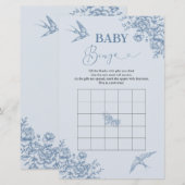 Dusty Blue Chinoiserie Baby shower Baby Bingo (Voorkant / Achterkant)