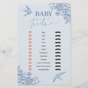 Dusty Blue Chinoiserie Baby shower Baby Traits