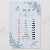 Dusty Blue Chinoiserie Baby shower Baby Traits (Voorkant / Achterkant)