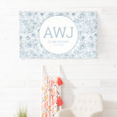 Dusty Blue Chinoiserie Baby shower Banner (Insitu)