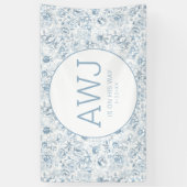 Dusty Blue Chinoiserie Baby shower Banner (Verticaal)