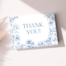 Dusty Blue Chinoiserie Baby shower bedankje