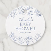 Dusty Blue  Chinoiserie Baby shower Bedankjes Labels (Voorkant)