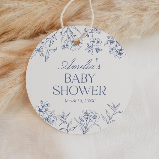 Dusty Blue  Chinoiserie Baby shower Bedankjes Labels