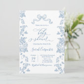 Dusty Blue Chinoiserie Baby shower Boy Kaart (Staand voorkant)