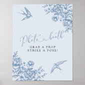 Dusty Blue Chinoiserie Baby shower Fotocabine Poster (Voorkant)