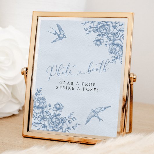 Dusty Blue Chinoiserie Baby shower Fotocabine Poster