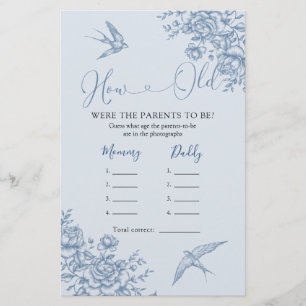 Dusty Blue Chinoiserie Baby shower Hoe oud Ouders
