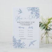 Dusty Blue Chinoiserie Baby shower Hoe oud Ouders (Staand voorkant)