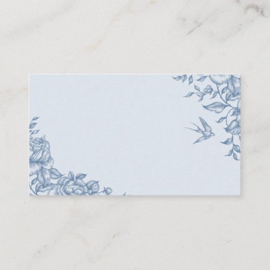 Dusty Blue Chinoiserie Baby shower Luier Raffle Informatiekaartje (Achterkant)