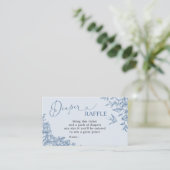 Dusty Blue Chinoiserie Baby shower Luier Raffle Informatiekaartje (Staand voorkant)