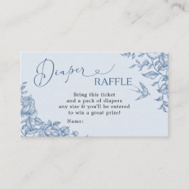 Dusty Blue Chinoiserie Baby shower Luier Raffle Informatiekaartje