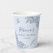 Dusty Blue Chinoiserie Baby shower papieren beker (Achterkant)