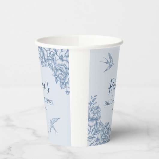 Dusty Blue Chinoiserie Baby shower papieren beker (Links)