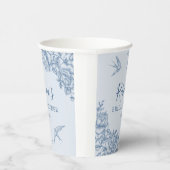 Dusty Blue Chinoiserie Baby shower papieren beker (Rechts)