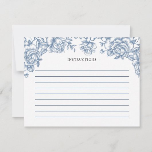 Dusty Blue Chinoiserie Baby shower Recept Kaart (Achterkant)