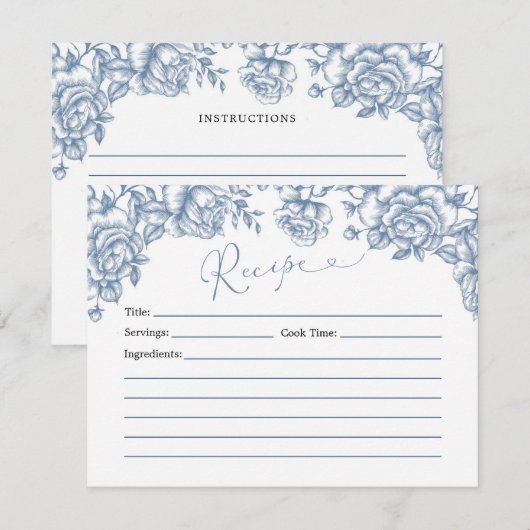 Dusty Blue Chinoiserie Baby shower Recept Kaart (Voorkant / Achterkant)