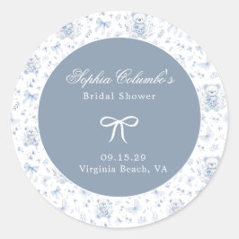 Dusty Blue Chinoiserie Baby shower Ronde Sticker