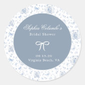 Dusty Blue Chinoiserie Baby shower Ronde Sticker (Voorkant)