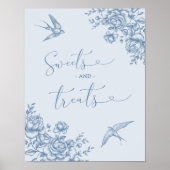 Dusty Blue Chinoiserie Baby shower Sweets & Treats Poster (Voorkant)