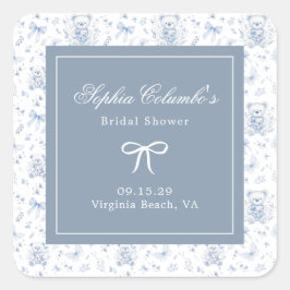 Dusty Blue Chinoiserie Baby shower Vierkante Sticker