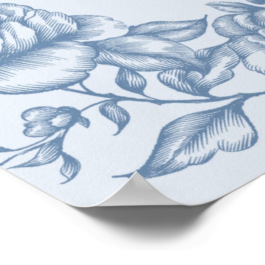 Dusty Blue Chinoiserie Baby shower Welkomstbord Poster (Hoek)