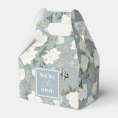 Dusty Blue Chinoiserie Birds Flowers Wedding Bedankdoosjes (Achterkant)