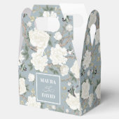Dusty Blue Chinoiserie Birds Flowers Wedding Bedankdoosjes (Geopend)