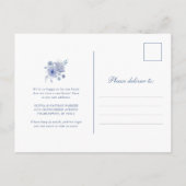 Dusty Blue Chinoiserie Bloemen Bewegende Aankondig Aankondigingskaart (Achterkant)