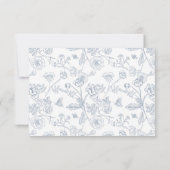 Dusty Blue Chinoiserie Bloemenbruiloft QR Code RSVP Kaartje (Achterkant)