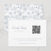 Dusty Blue Chinoiserie Bloemenbruiloft QR Code RSVP Kaartje (Voorkant / Achterkant)