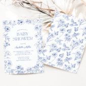 Dusty Blue Chinoiserie Boy Baby shower Kaart