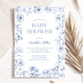 Dusty Blue Chinoiserie Boy Baby shower Kaart