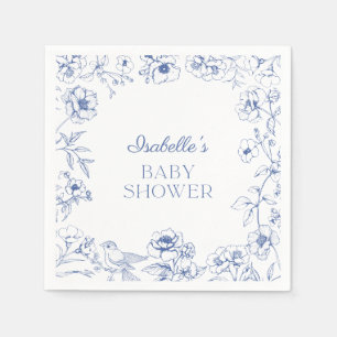 Dusty Blue Chinoiserie Boy Baby shower Servet