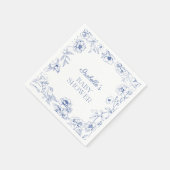 Dusty Blue Chinoiserie Boy Baby shower Servet (Hoek)