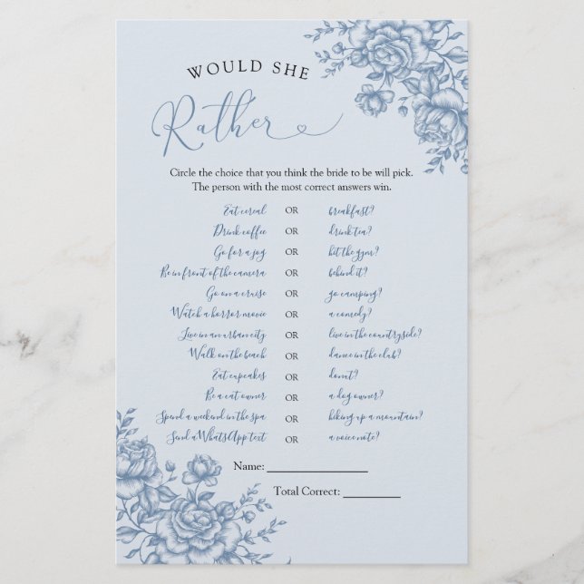 Dusty Blue Chinoiserie Bridal wil dat ze liever (Voorkant)