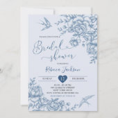 Dusty Blue Chinoiserie Bruids  Bloemen Kaart (Voorkant)