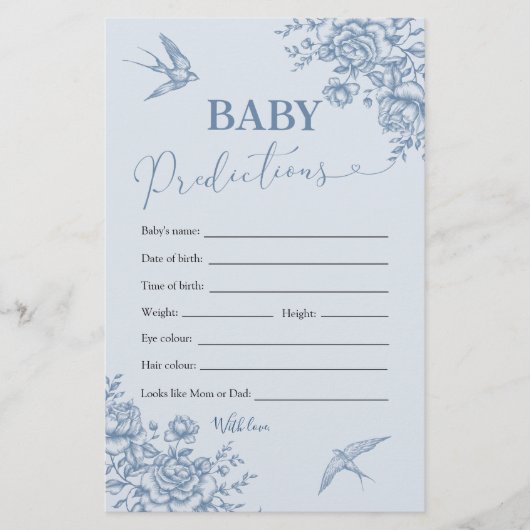 Dusty Blue Chinoiserie Douche Baby Voorspellingen (Voorkant)