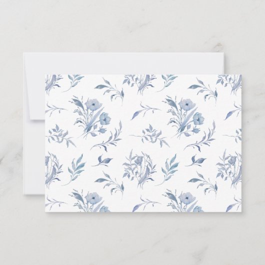 Dusty Blue Chinoiserie | Eenvoudige bruiloft RSVP Kaartje (Achterkant)