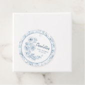 Dusty Blue Chinoiserie Floral Baby shower Bedankjes Labels (In situ)