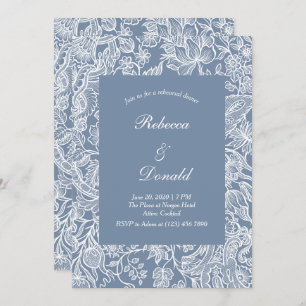 Dusty Blue Chinoiserie Floral Rehearsal Dinner Kaart